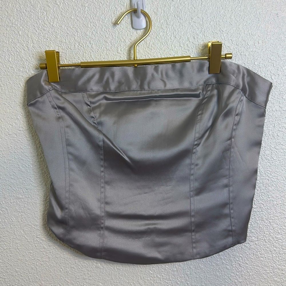 NWT- Wild Fable-Grey Satin fitted Bustier Tube Top -Size Medium